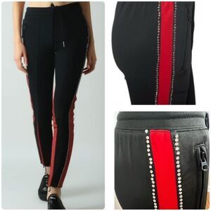 NWOT Pam & Gela Zippered Crystal Rhinestone Leg‎ Detail Track Pants - S